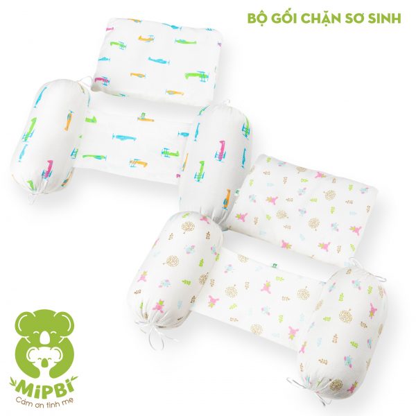 BỘ CHẶN BÔNG SƠ SINH – TRẮNG IN CÁC MÀU