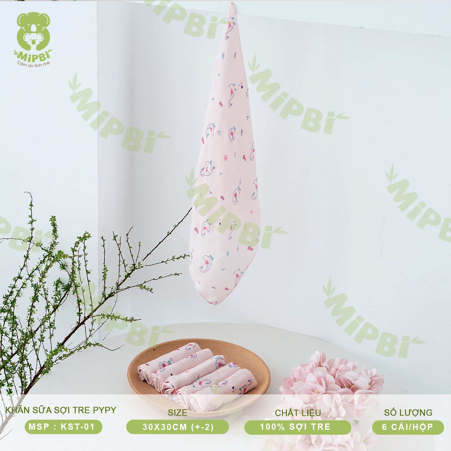 KHĂN SỮA SỢI TRE PYPY- 2 LỚP