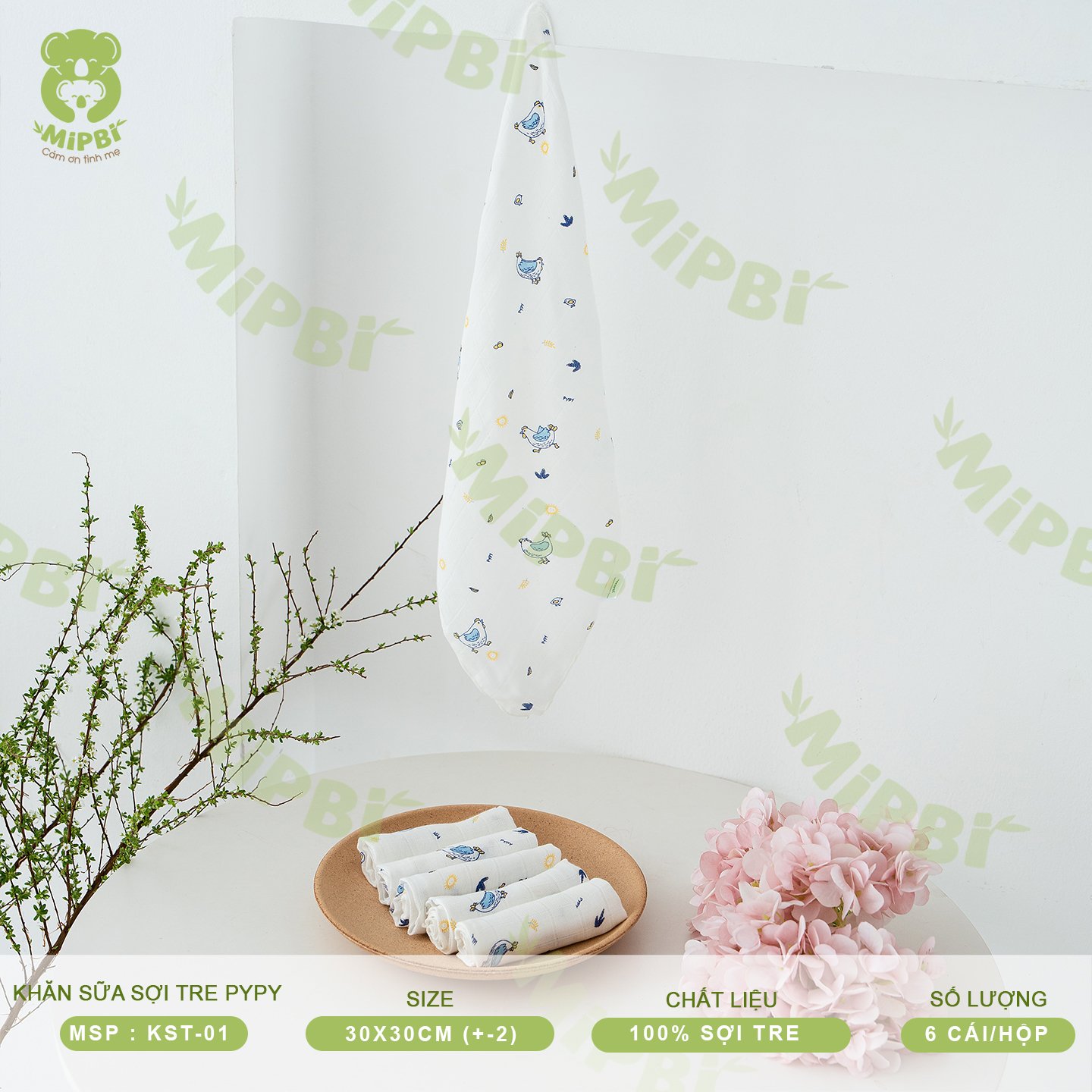 KHĂN SỮA SỢI TRE PYPY- 2 LỚP