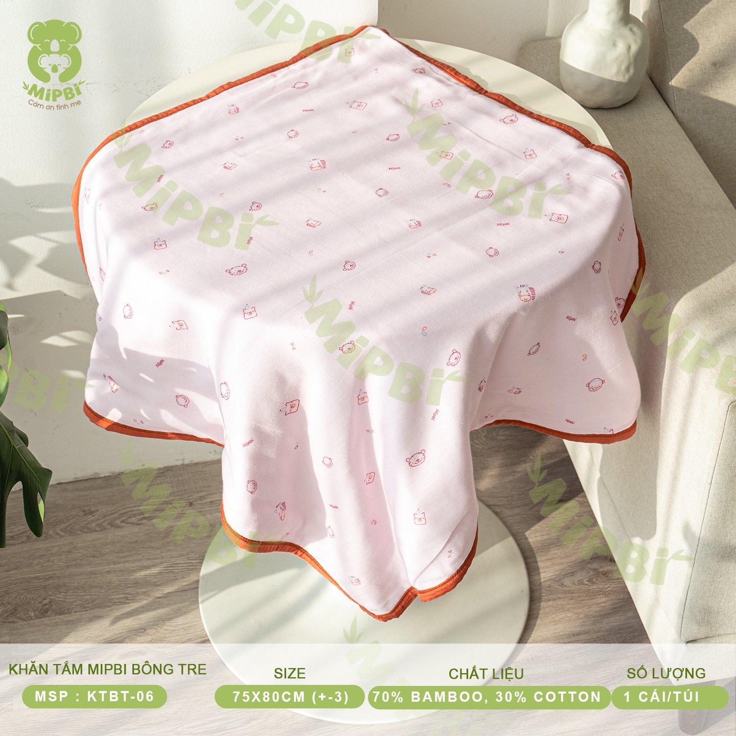 Khăn Tắm MIPBI Bông Tre (4 lớp- 6 lớp)