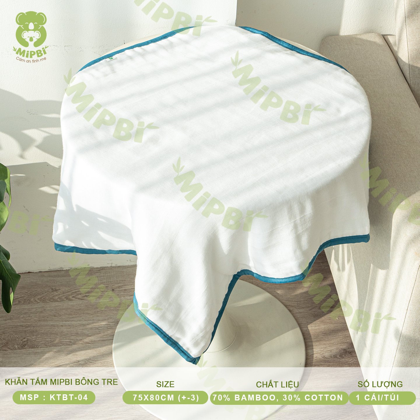 Khăn Tắm MIPBI Bông Tre (4 lớp- 6 lớp)