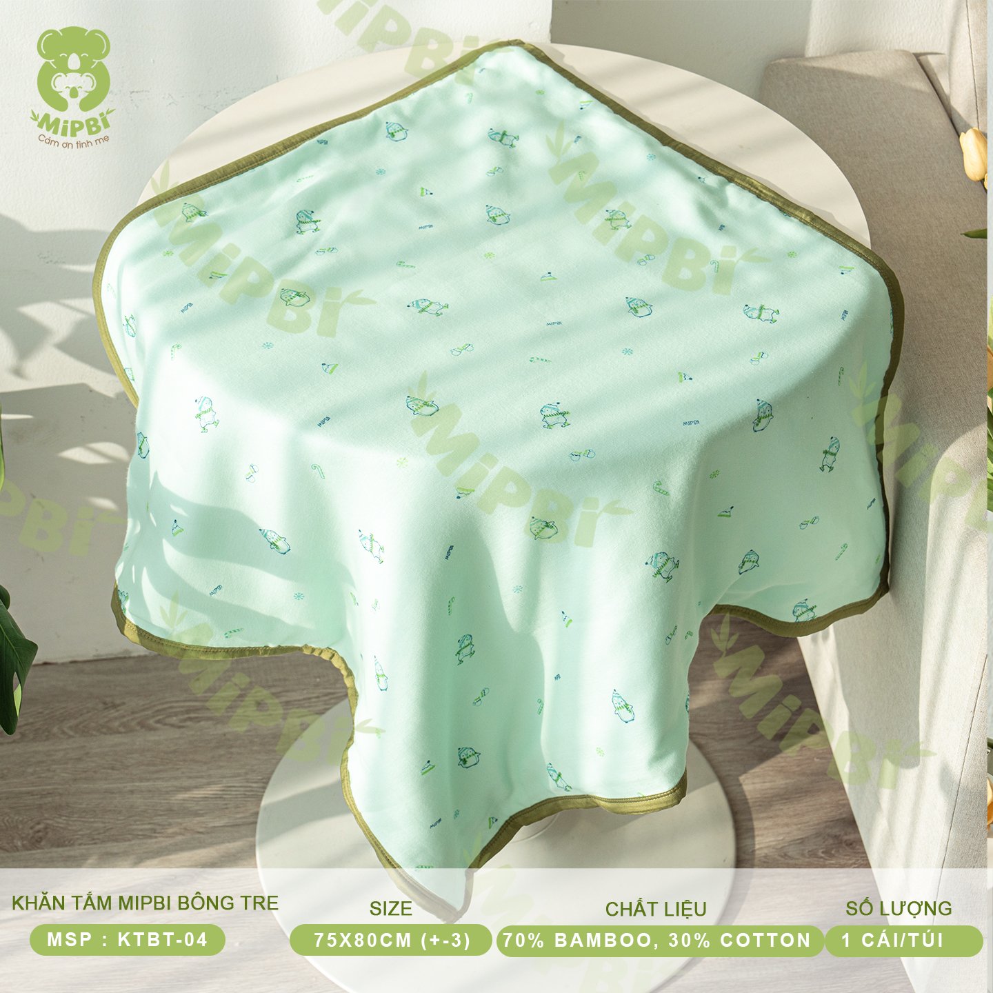 Khăn Tắm MIPBI Bông Tre (4 lớp- 6 lớp)