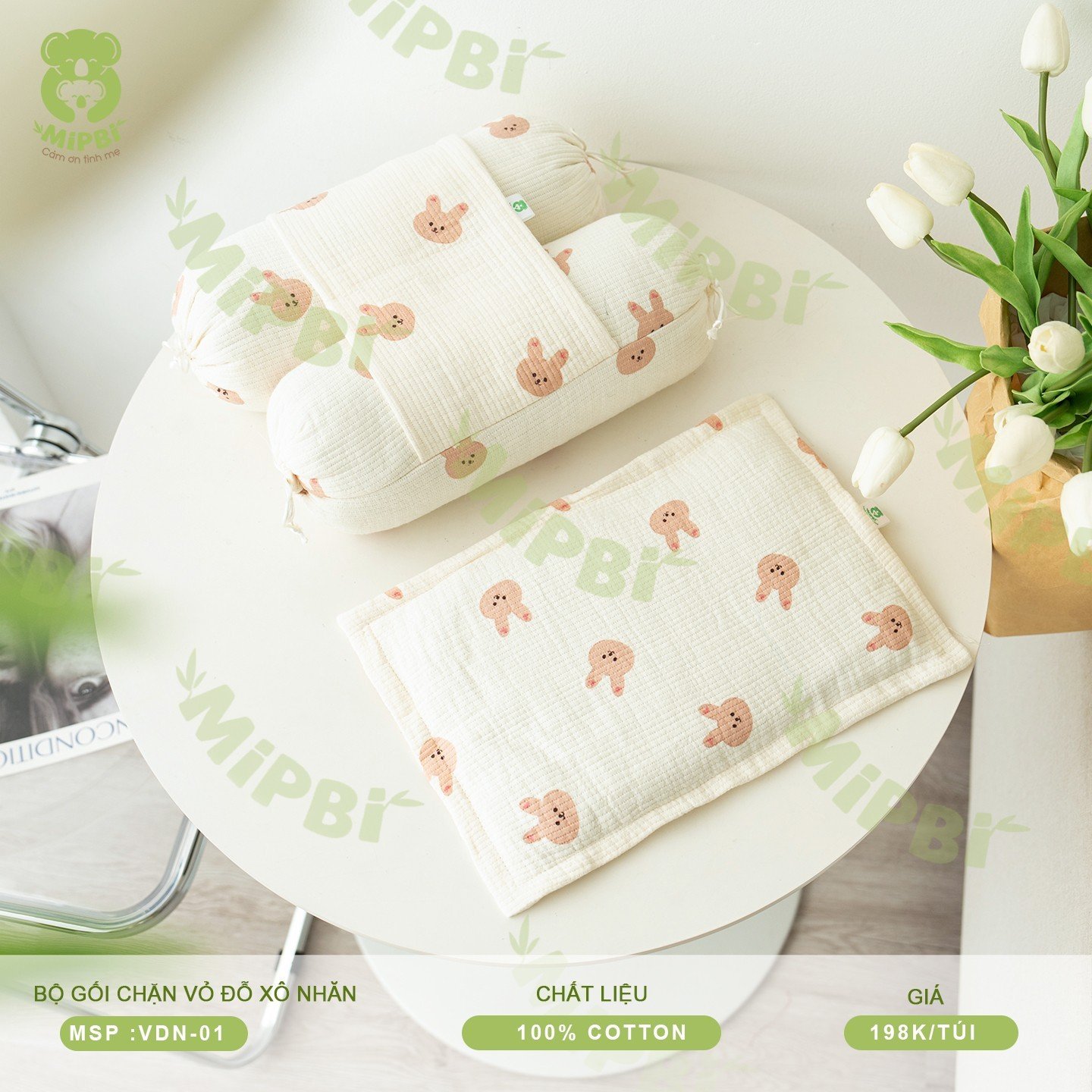 Bộ Gối Chặn Vỏ Đỗ Xô Nhăn