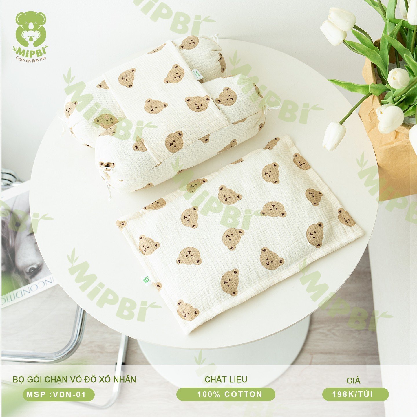 Bộ Gối Chặn Vỏ Đỗ Xô Nhăn