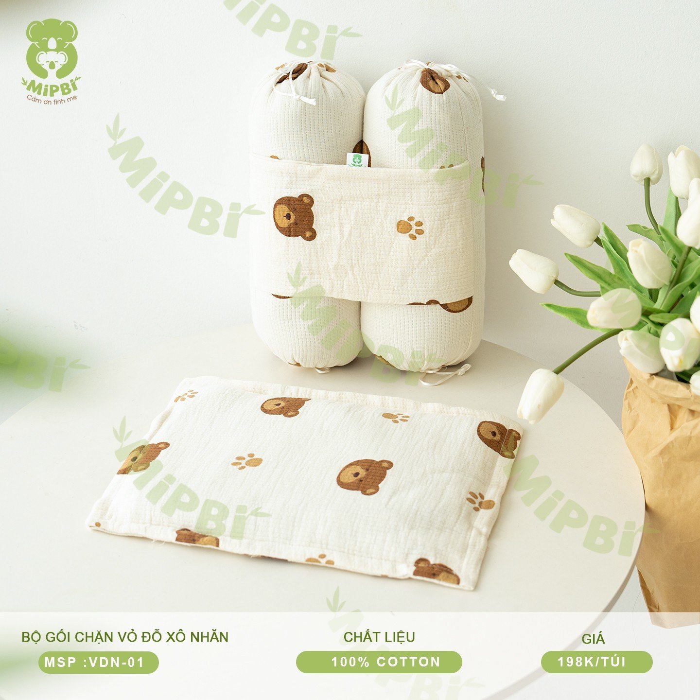 Bộ Gối Chặn Vỏ Đỗ Xô Nhăn