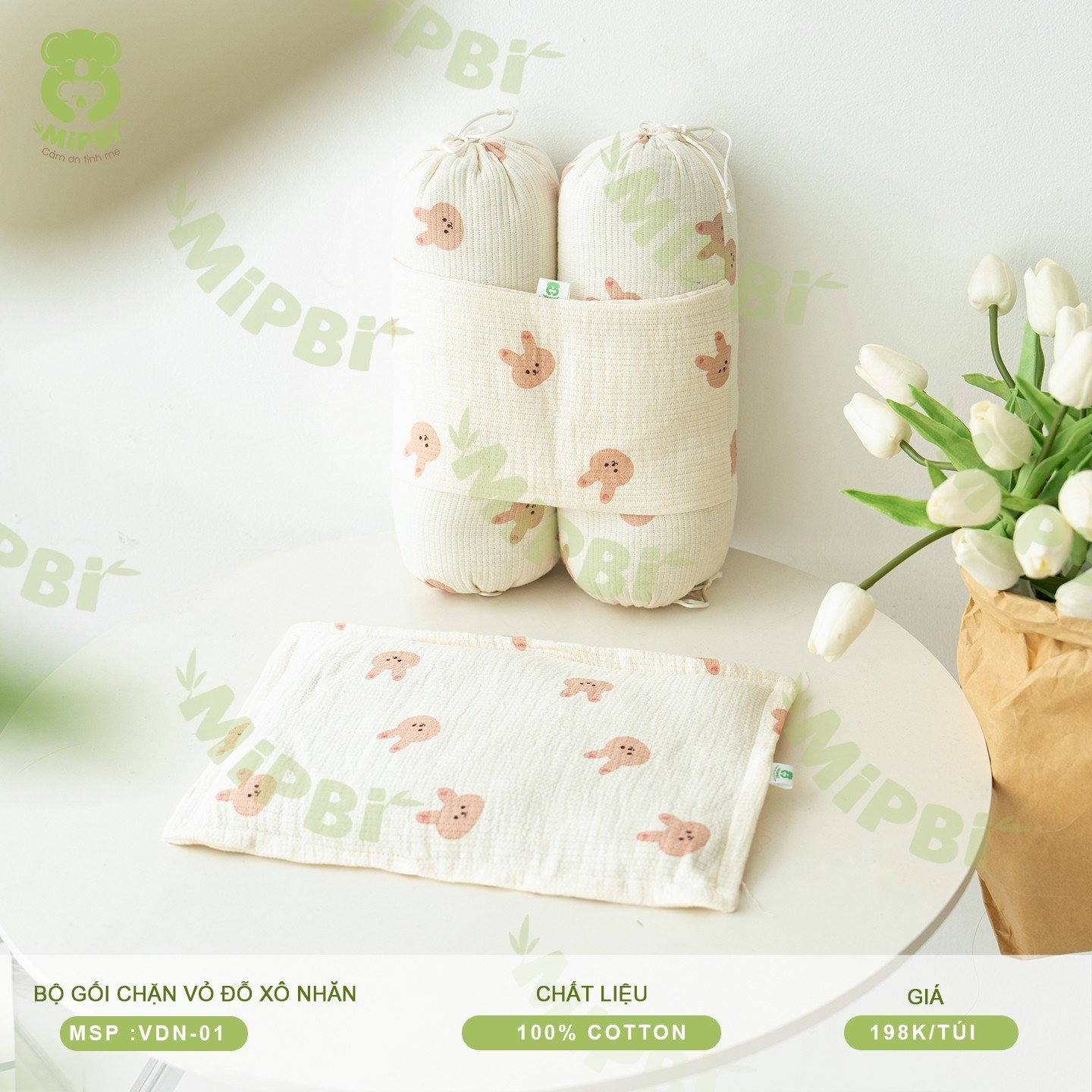 Bộ Gối Chặn Vỏ Đỗ Xô Nhăn