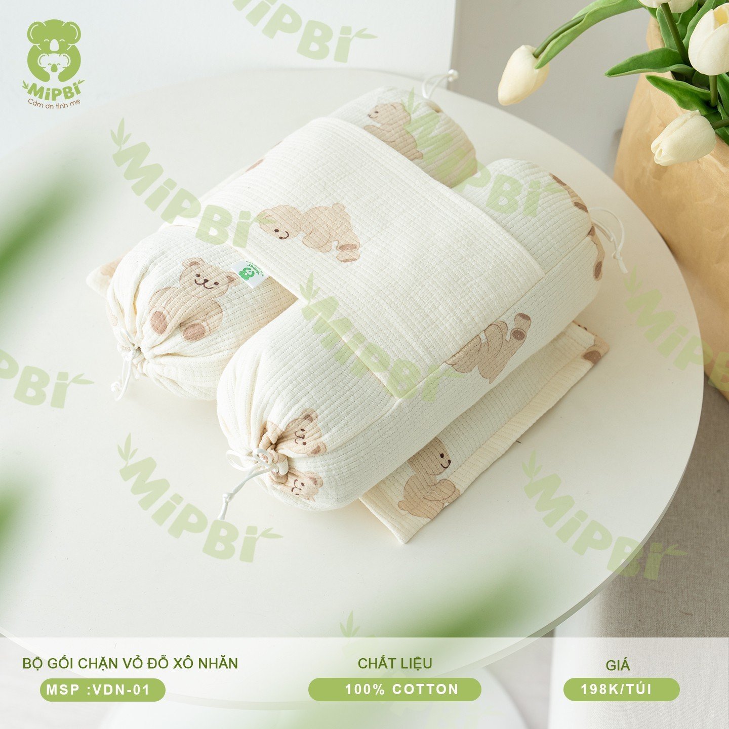 Bộ Gối Chặn Vỏ Đỗ Xô Nhăn